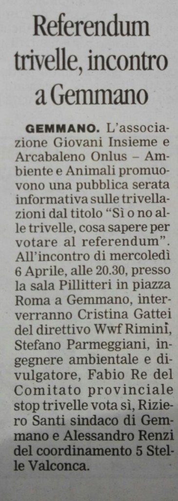 Corriere di Romagna di Lunedi 4 Aprile 2016